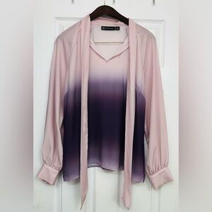 New York & Company Pink and Purple Ombre Blouse